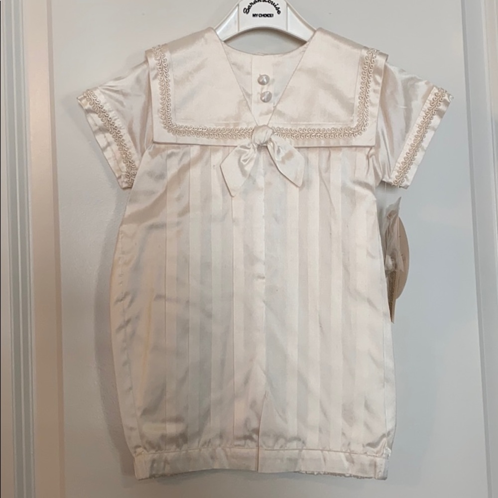 Boys Christening/Baptism Onesie, Ivory, 3 mos.